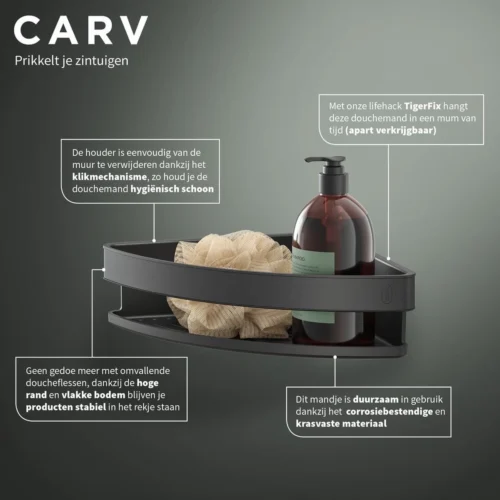 Tiger Carv - Douchemand Hoek 21 Cm - Zwart -Badkamer Kast Winkel 1200x1200 1742