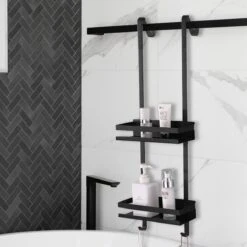 Merkloos Doucherek - Doucherek Zonder Boren - Doucherek Hangend - Zwart - RVS - Doucherekje - Badkamerrek - GRATIS DOUCHETIMER -Badkamer Kast Winkel 1200x1200 1746