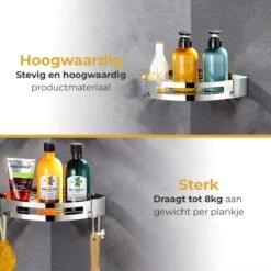 Merkloos Doucherek Zonder Boren – Doucherek Hangend – Badkamerrek – Zilver RVS – IP68 Waterdicht – 8KG Draagkracht -Badkamer Kast Winkel 1200x1200 1752