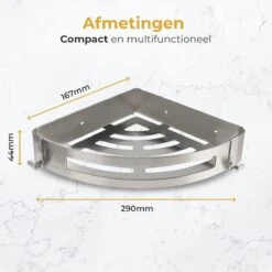 Merkloos Doucherek Zonder Boren – Doucherek Hangend – Badkamerrek – Zilver RVS – IP68 Waterdicht – 8KG Draagkracht -Badkamer Kast Winkel 1200x1200 1754