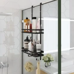 Souiri Doucherek - Stainless Doucherek - Zonder Boren - Doucherek Zwart - Doucherek Hangend - Badkamer Accessoires - RVS - 2 Laags -Badkamer Kast Winkel 1200x1200 1761