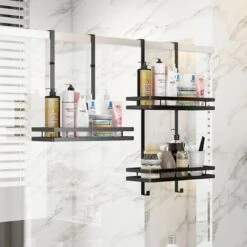 Souiri Doucherek - Stainless Doucherek - Zonder Boren - Doucherek Zwart - Doucherek Hangend - Badkamer Accessoires - RVS - 2 Laags -Badkamer Kast Winkel 1200x1200 1763