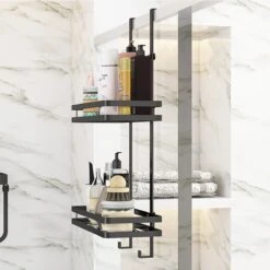 Souiri Doucherek - Stainless Doucherek - Zonder Boren - Doucherek Zwart - Doucherek Hangend - Badkamer Accessoires - RVS - 2 Laags -Badkamer Kast Winkel 1200x1200 1764