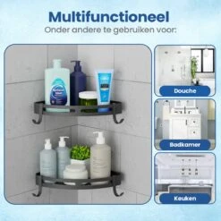 Merkloos Doucherek Zonder Boren – Doucherek – Badkamerrek – Zwart RVS – Zonder Boren – IP68 Waterdicht – 8KG Draagkracht – 2 Stuks -Badkamer Kast Winkel 1200x1200 1771