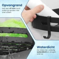 Merkloos Doucherek Zonder Boren – Doucherek – Badkamerrek – Zwart RVS – Zonder Boren – IP68 Waterdicht – 8KG Draagkracht – 2 Stuks -Badkamer Kast Winkel 1200x1200 1773