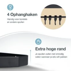 ACE Goods® Doucherek Zwart Hangend – Badkamerrek – Doucherek 2 Laags – Badkamerrekje Hoekrek Douche – Inclusief Haakjes -Badkamer Kast Winkel 1200x1200 1777