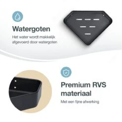 ACE Goods® Doucherek Zwart Hangend – Badkamerrek – Doucherek 2 Laags – Badkamerrekje Hoekrek Douche – Inclusief Haakjes -Badkamer Kast Winkel 1200x1200 1778