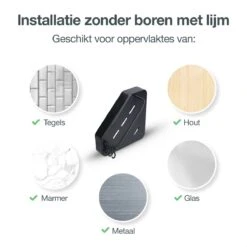 ACE Goods® Doucherek Zwart Hangend – Badkamerrek – Doucherek 2 Laags – Badkamerrekje Hoekrek Douche – Inclusief Haakjes -Badkamer Kast Winkel 1200x1200 1780