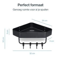 ACE Goods® Doucherek Zwart Hangend – Badkamerrek – Doucherek 2 Laags – Badkamerrekje Hoekrek Douche – Inclusief Haakjes -Badkamer Kast Winkel 1200x1200 1782