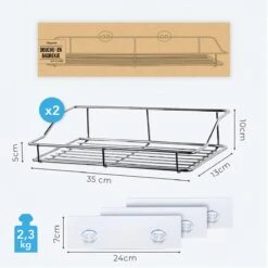 LifeGoods Zelfklevend Doucherek - 2 Stuks - Hangend Badkamer Rekje - Zonder Boren En Schroeven - RVS -Badkamer Kast Winkel 1200x1200 1799