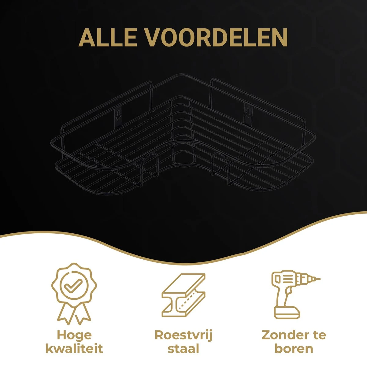 HGMD® Doucherek Zonder Boren - 1 Stuk - Zwart - Zelfklevend Doucherek –Badkamerrek - Badrek - Keukenrek - Doucherek Hangend – Badkamer Accessoires - Kruidenrek 8 HGMD® Doucherek Zonder Boren - 1 Stuk - Zwart - Zelfklevend Doucherek –Badkamerrek - Badrek - Keukenrek - Doucherek Hangend – Badkamer Accessoires - Kruidenrek - Afbeelding 8