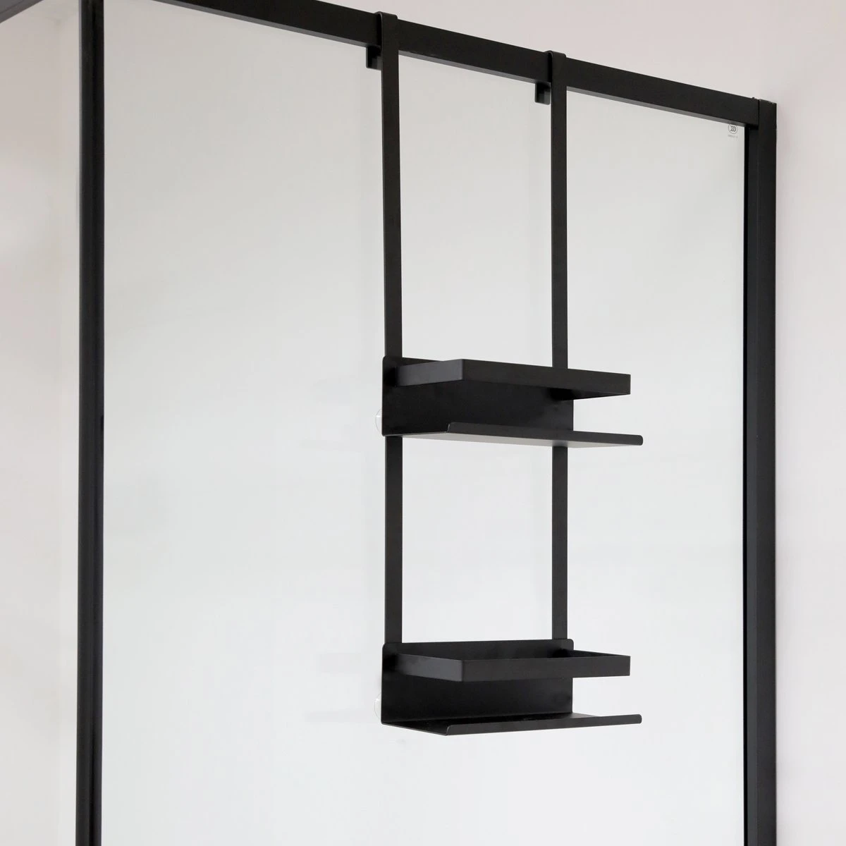 VDN Stainless Doucherek Zonder Boren - Doucherek Hangend - Doucherek Zwart - RVS - Doucherek Aan Douchewand - 2 Laags 2 VDN Stainless Doucherek Zonder Boren - Doucherek Hangend - Doucherek Zwart - RVS - Doucherek Aan Douchewand - 2 Laags - Afbeelding 2