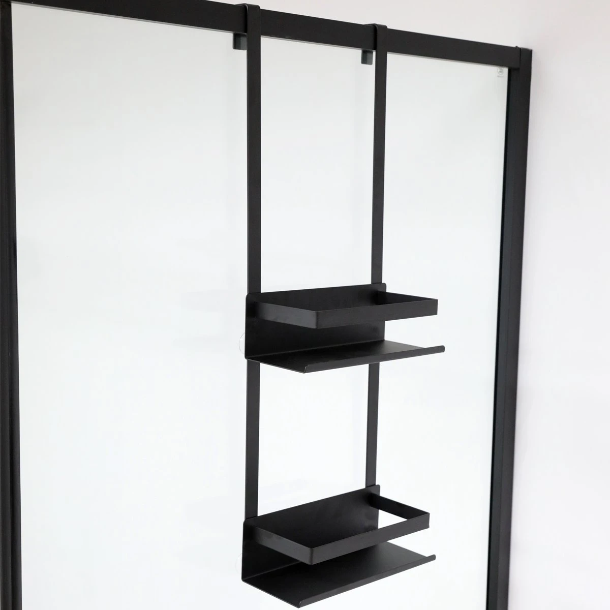 VDN Stainless Doucherek Zonder Boren - Doucherek Hangend - Doucherek Zwart - RVS - Doucherek Aan Douchewand - 2 Laags 3 VDN Stainless Doucherek Zonder Boren - Doucherek Hangend - Doucherek Zwart - RVS - Doucherek Aan Douchewand - 2 Laags - Afbeelding 3