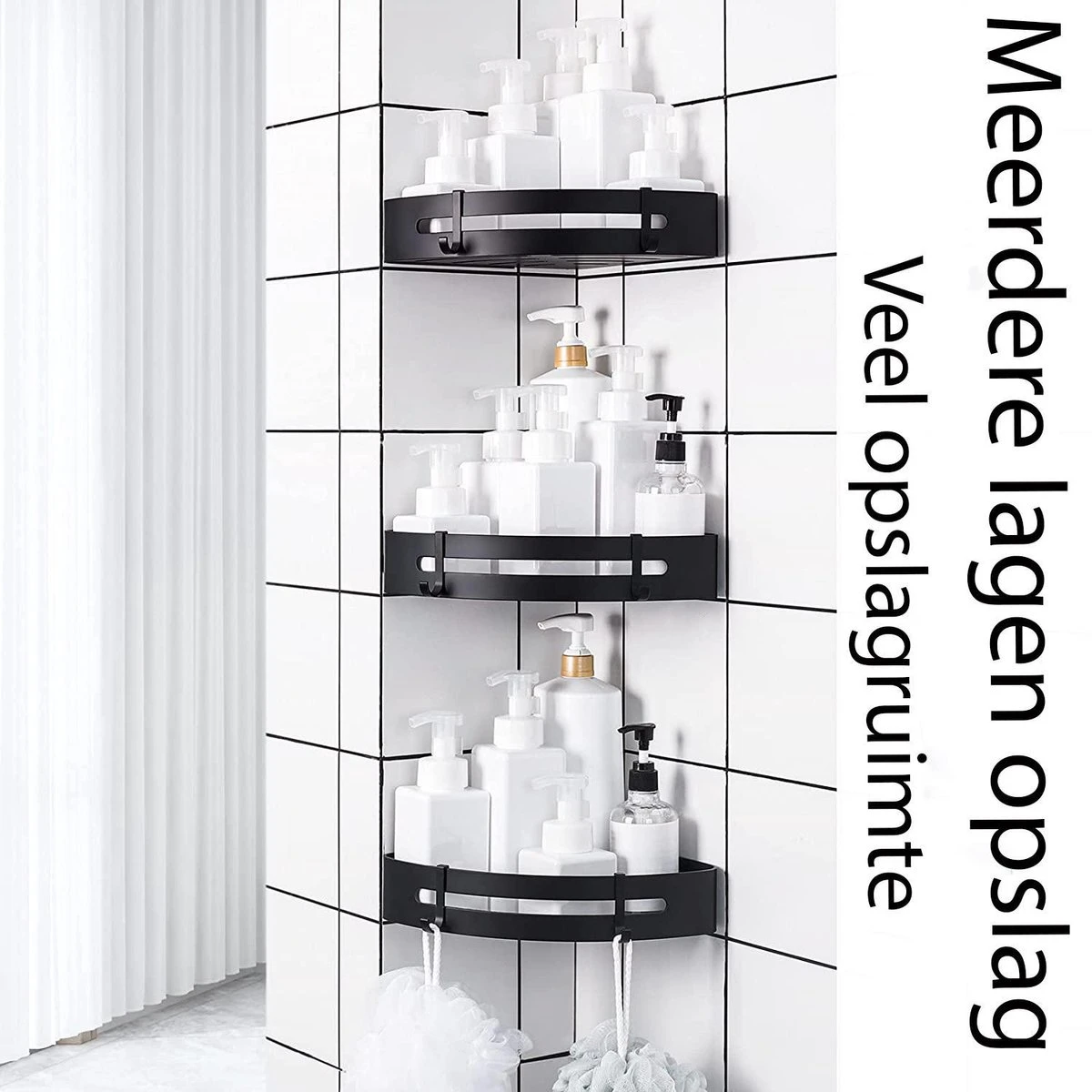 Sens Design Doucherekjes Set Van 3 - Doucherek Zonder Boren - Zwart 2 Sens Design Doucherekjes Set Van 3 - Doucherek Zonder Boren - Zwart - Afbeelding 2