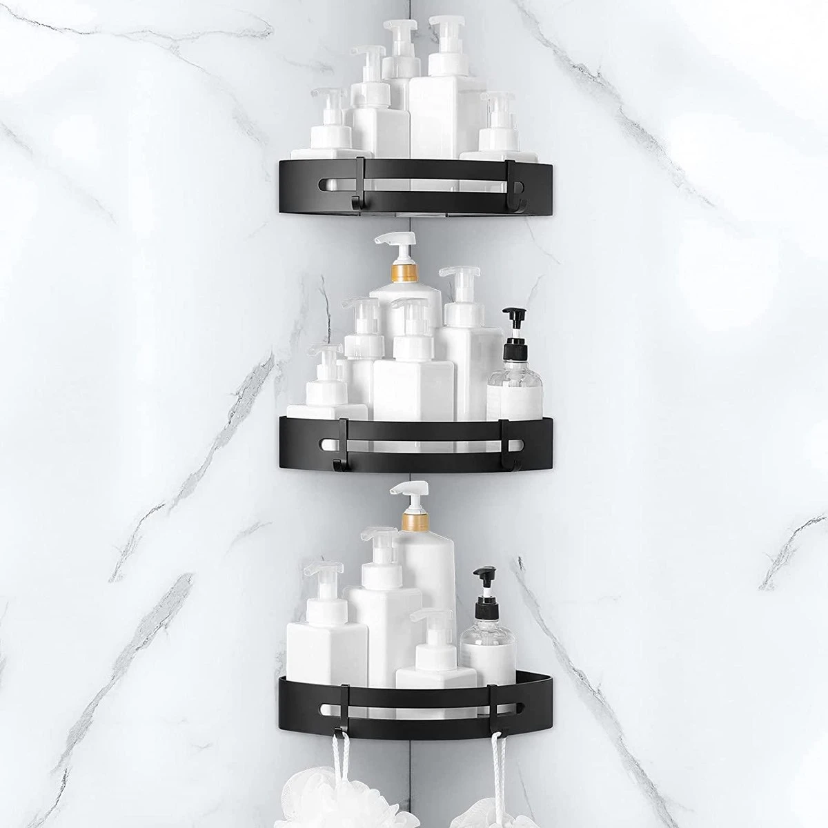 Sens Design Doucherekjes Set Van 3 - Doucherek Zonder Boren - Zwart 5 Sens Design Doucherekjes Set Van 3 - Doucherek Zonder Boren - Zwart - Afbeelding 5