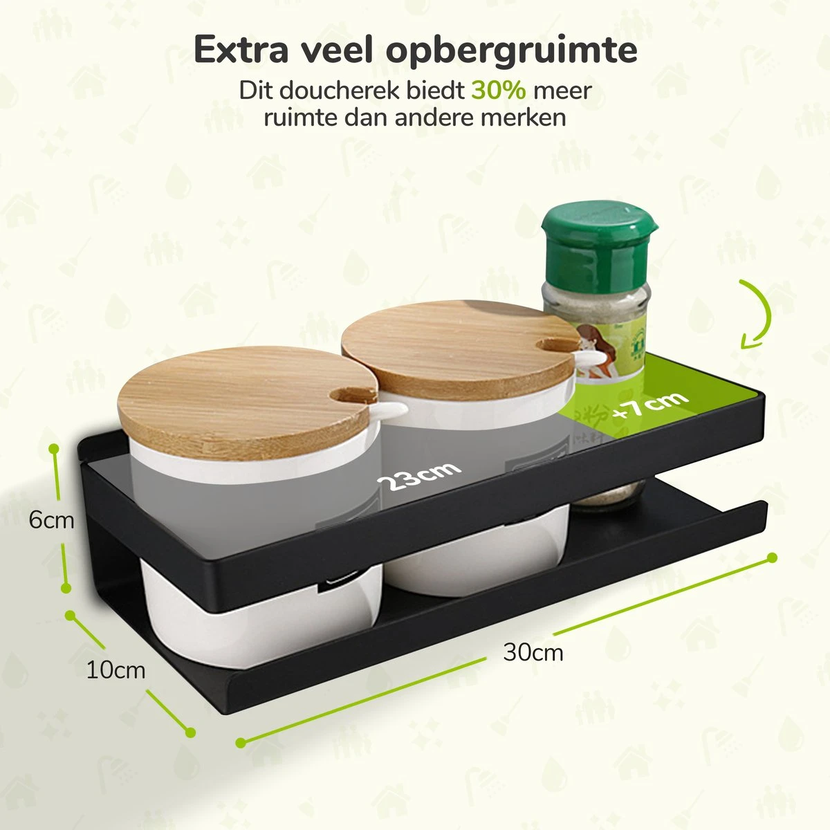 Doucherek Zwart 30 CM - Badkamer Rekje Douche - Zonder Boren - Douchemandje 5 Doucherek Zwart 30 CM - Badkamer Rekje Douche - Zonder Boren - Douchemandje - Afbeelding 5