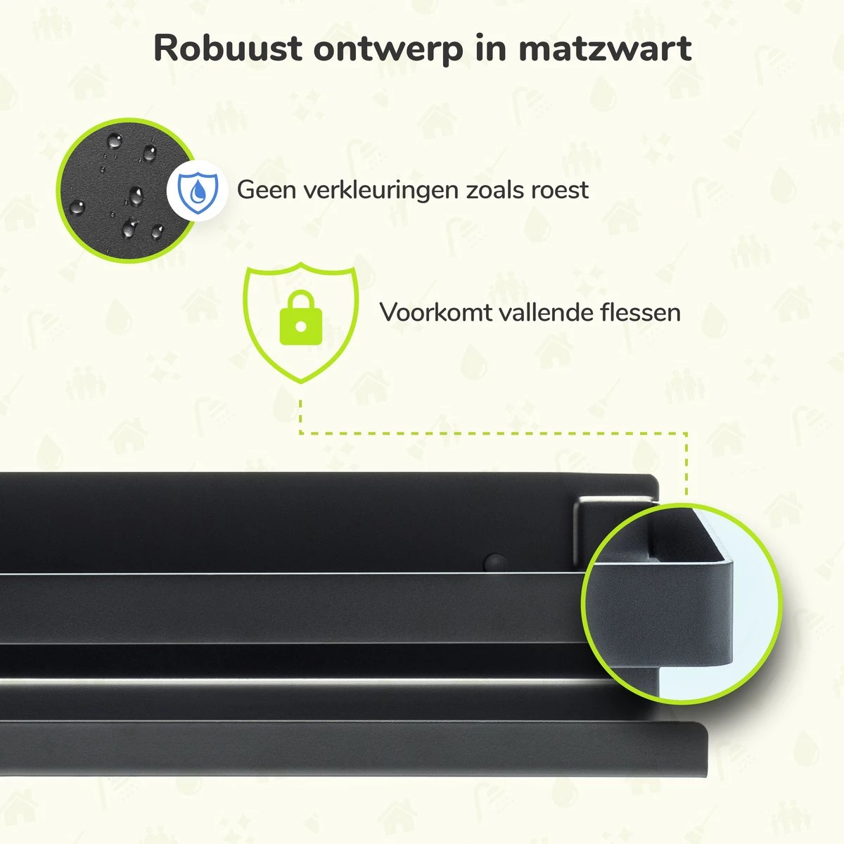 Doucherek Zwart 30 CM - Badkamer Rekje Douche - Zonder Boren - Douchemandje 8 Doucherek Zwart 30 CM - Badkamer Rekje Douche - Zonder Boren - Douchemandje - Afbeelding 8