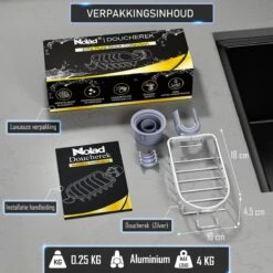 Nolad® - Doucherek Hangend - Doucherek Zonder Boren - Keukenrek - Gootsteen Organizer - Badkamer Accessoires - Zilver -Badkamer Kast Winkel 1200x1200 1918