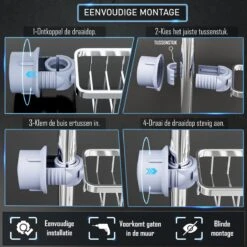 Nolad® - Doucherek Hangend - Doucherek Zonder Boren - Keukenrek - Gootsteen Organizer - Badkamer Accessoires - Zilver -Badkamer Kast Winkel 1200x1200 1919