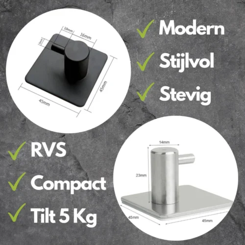 Handdoekhaak Set Zonder Boren RVS Vierkant Zelfklevend - Badjas - Theedoek Hanger - Keuken - Badkamer - Handdoek Haakjes 17 Handdoekhaak Set Zonder Boren RVS Vierkant Zelfklevend - Badjas - Theedoek Hanger - Keuken - Badkamer - Handdoek Haakjes -Badkamer Kast Winkel 1200x1200 192