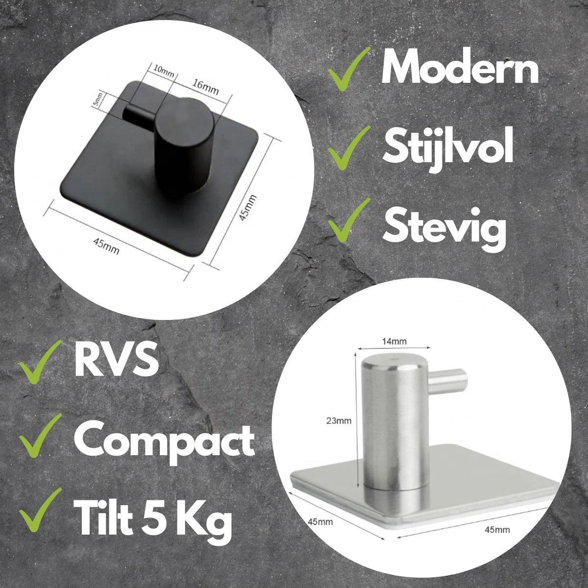 Handdoekhaak Set Zonder Boren RVS Vierkant Zelfklevend - Badjas - Theedoek Hanger - Keuken - Badkamer - Handdoek Haakjes 5 Handdoekhaak Set Zonder Boren RVS Vierkant Zelfklevend - Badjas - Theedoek Hanger - Keuken - Badkamer - Handdoek Haakjes - Afbeelding 5