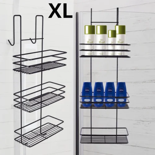 Ball Design Zwart Doucherek-3 Laags Hangend-Zonder Boren-Zwart