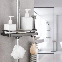 Merkloos Douchestang Opbergrek - Zonder Boren - Luxe - Zwart - Shampoohouder - Zeephouder - Opbergrek - Douche - Douchegelhouder -Badkamer Kast Winkel 1200x1200 1999