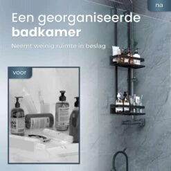 Merkloos Doucherek Zonder Boren Zwart - 30 Dagen Uitproberen -Doucherek Hangend - Badkamer Accessoires - RVS - 2 Laags -Badkamer Kast Winkel 1200x1200 2003