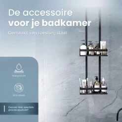 Merkloos Doucherek Zonder Boren Zwart - 30 Dagen Uitproberen -Doucherek Hangend - Badkamer Accessoires - RVS - 2 Laags -Badkamer Kast Winkel 1200x1200 2005
