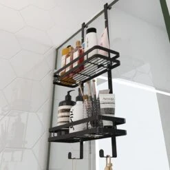 VDN Stainless Doucherek Zonder Boren - Doucherek Zwart - Doucherek Hangend - Badkamer Accessoires - RVS - 2 Laags -Badkamer Kast Winkel 1200x1200 2024