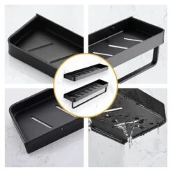 Merkloos Doucherek Zonder Boren 2x 30 Cm – Doucherek – Doucherek Hangend – Badkamerrek – Zonder Boren – IP68 Waterdicht – 4KG Draagkracht – Zwart RVS -Badkamer Kast Winkel 1200x1200 2029