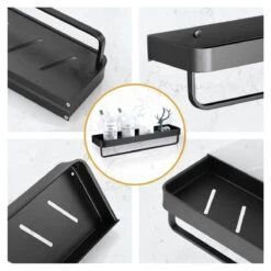 Merkloos Doucherek Zonder Boren 2x 30 Cm – Doucherek – Doucherek Hangend – Badkamerrek – Zonder Boren – IP68 Waterdicht – 4KG Draagkracht – Zwart RVS -Badkamer Kast Winkel 1200x1200 2033