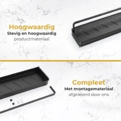 Merkloos Doucherek Zonder Boren 2x 30 Cm – Doucherek – Doucherek Hangend – Badkamerrek – Zonder Boren – IP68 Waterdicht – 4KG Draagkracht – Zwart RVS -Badkamer Kast Winkel 1200x1200 2035