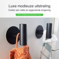 EAVY 2 Stuks Zelfklevende Handdoekhaakjes - Handdoekhouders - Plakhaakjes - Zwart -Badkamer Kast Winkel 1200x1200 207