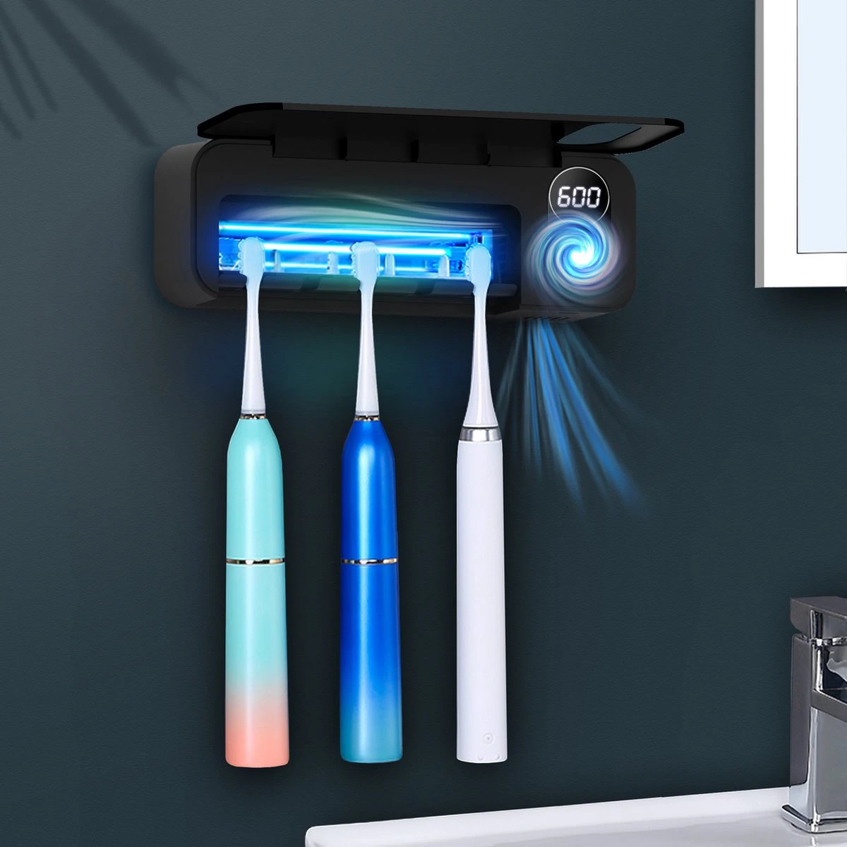 UV-Brush | Tandenborstelhouder Antibacterieel | Steriliserend UV Licht | Hangend | Zwart | Badkamer | Nieuw Model Met Ventilator 3 UV-Brush | Tandenborstelhouder Antibacterieel | Steriliserend UV Licht | Hangend | Zwart | Badkamer | Nieuw Model Met Ventilator - Afbeelding 3