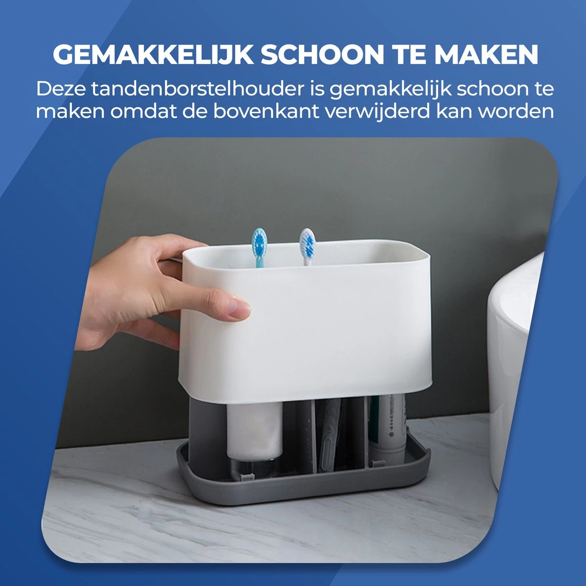 Roegaarden Tandenborstelhouder – Badkamer Organizer – 6 Sorteervakken - Met Lekbak -Wit 3 Roegaarden Tandenborstelhouder – Badkamer Organizer – 6 Sorteervakken - Met Lekbak -Wit - Afbeelding 3