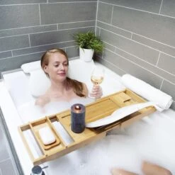 LifeGoods Badplank - Uitschuifbaar - Voor In Bad - 74.5 Tot 108.5 Cm - Met Houder - Hout -Badkamer Kast Winkel 1200x1200 2129