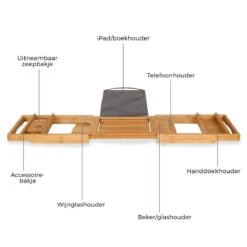 LifeGoods Badplank - Uitschuifbaar - Voor In Bad - 74.5 Tot 108.5 Cm - Met Houder - Hout -Badkamer Kast Winkel 1200x1200 2130