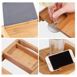 LifeGoods Badplank - Uitschuifbaar - Voor In Bad - 74.5 Tot 108.5 Cm - Met Houder - Hout -Badkamer Kast Winkel 1200x1200 2131