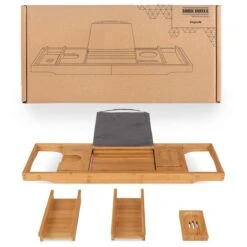 LifeGoods Badplank - Uitschuifbaar - Voor In Bad - 74.5 Tot 108.5 Cm - Met Houder - Hout -Badkamer Kast Winkel 1200x1200 2132