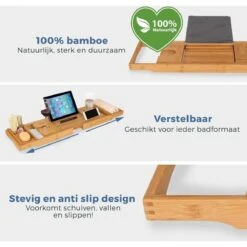 LifeGoods Badplank - Uitschuifbaar - Voor In Bad - 74.5 Tot 108.5 Cm - Met Houder - Hout -Badkamer Kast Winkel 1200x1200 2133
