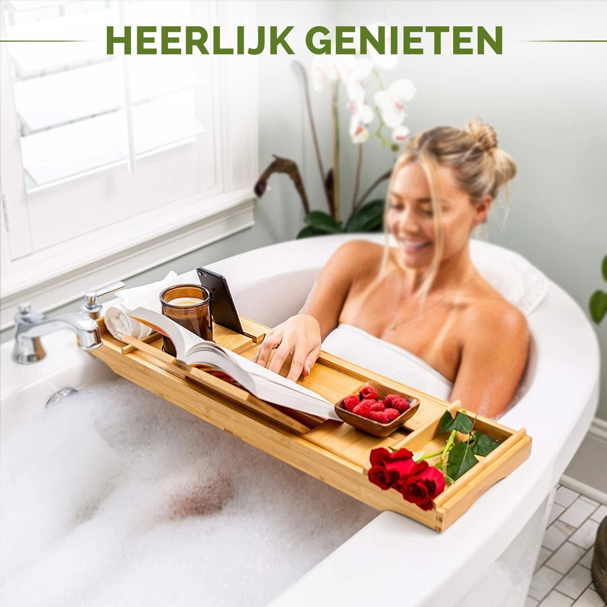 Krexs - Badplank – Badbrug - Badplank Voor In Bad – Badrekje - Badtafel - Badkuip Plank - Bamboe Badplank 2 Krexs - Badplank – Badbrug - Badplank Voor In Bad – Badrekje - Badtafel - Badkuip Plank - Bamboe Badplank - Afbeelding 2