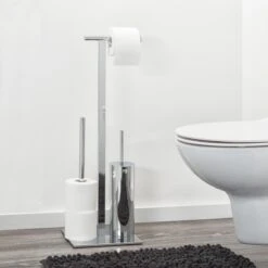 Sealskin Square Toiletbutler Vrijstaand - Toiletborstel Met Houder - Toiletrolhouder Zonder Klep - Reserverolhouder - Chroom -Badkamer Kast Winkel 1200x1200 215