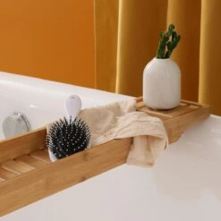 Merkloos Decopatent® Badrekje Voor Over Bad - 70 Cm - Bamboe Hout - Badrek - Badplank - Badbrug - Basic Bad Tafeltje Voor In Bad - Naturel -Badkamer Kast Winkel 1200x1200 2163