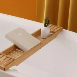 Merkloos Decopatent® Badrekje Voor Over Bad - 70 Cm - Bamboe Hout - Badrek - Badplank - Badbrug - Basic Bad Tafeltje Voor In Bad - Naturel -Badkamer Kast Winkel 1200x1200 2164
