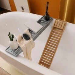 Merkloos Decopatent® Badrekje Voor Over Bad - 70 Cm - Bamboe Hout - Badrek - Badplank - Badbrug - Basic Bad Tafeltje Voor In Bad - Naturel -Badkamer Kast Winkel 1200x1200 2165