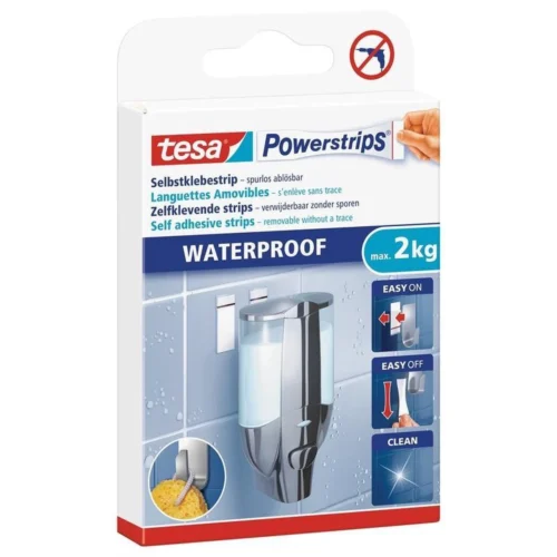 Tesa Powerstrips Large Waterproof Klusbenodigdheden - Klusbenodigdheden - Huishouden - Plakstrips/powerstrips - Dubbelzijdig - Zelfklevend - Tape/strips/plakkers