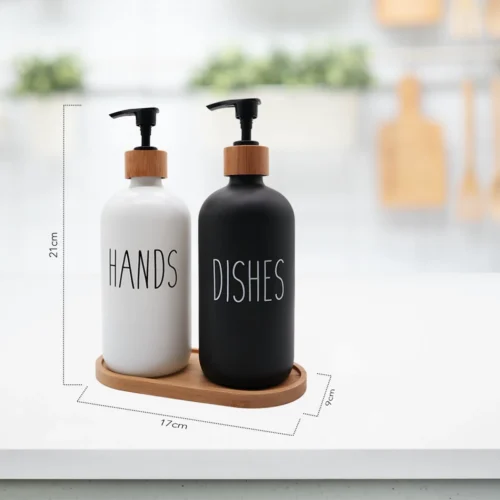 MAESON Glazen Zeepdispener Set Voor Handzeep En Afwasmiddel – Zeeppompje Keuken – Keukenaccesoires - Zwart/Wit 8 MAESON Glazen Zeepdispener Set Voor Handzeep En Afwasmiddel – Zeeppompje Keuken – Keukenaccesoires - Zwart/Wit -Badkamer Kast Winkel 1200x1200 2228
