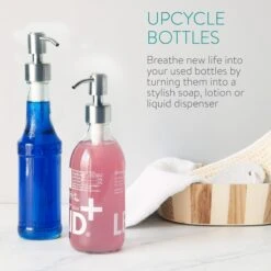 Navaris Roestvrijstalen Zeepdispenserkop Set X2 - Opschroefbare Pompkop Voor Flessen - 22-24 Mm Mondstuk Voor Vloeistof, Lotion - Zilverkleurig -Badkamer Kast Winkel 1200x1200 2246