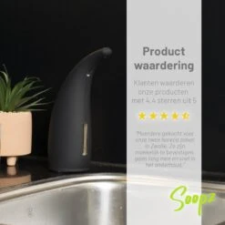 Soopz Black Graphite Classic - Automatische Zeepdispenser - No Touch Sensor - Mat Zwart - 300ml – Zeeppompje -Badkamer Kast Winkel 1200x1200 2250